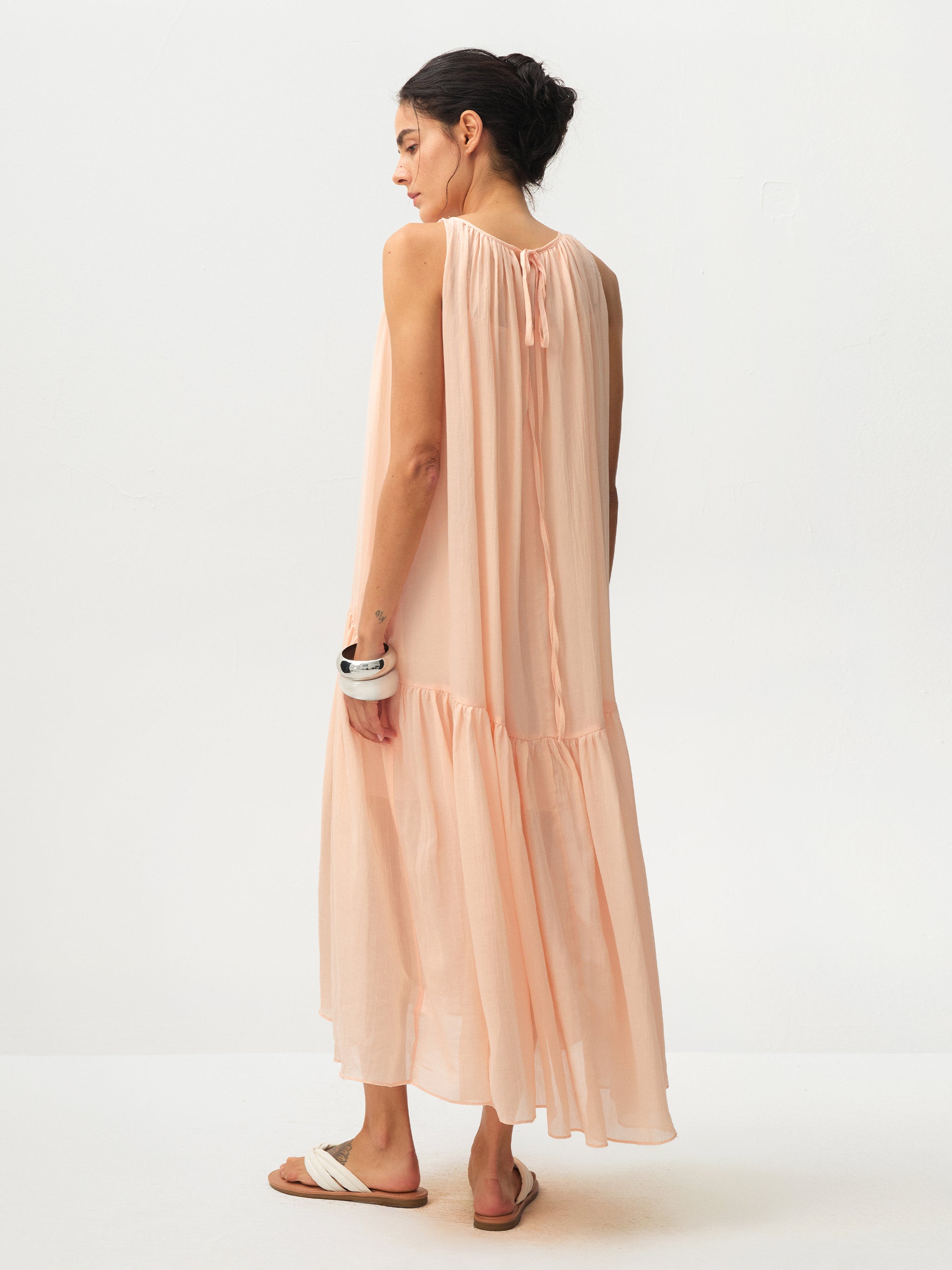 CUBIC Tiered Halter Neck Lyocell Midi Dress-12