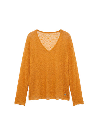 CUBIC Mohair Wool V-Neck Knit Top