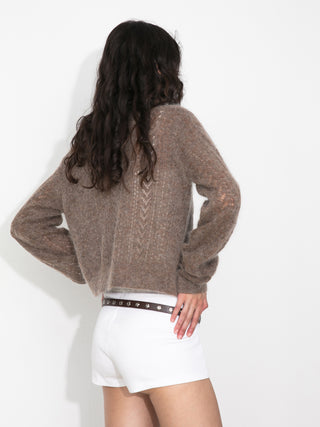 Cropped Open-Knit Cardigan