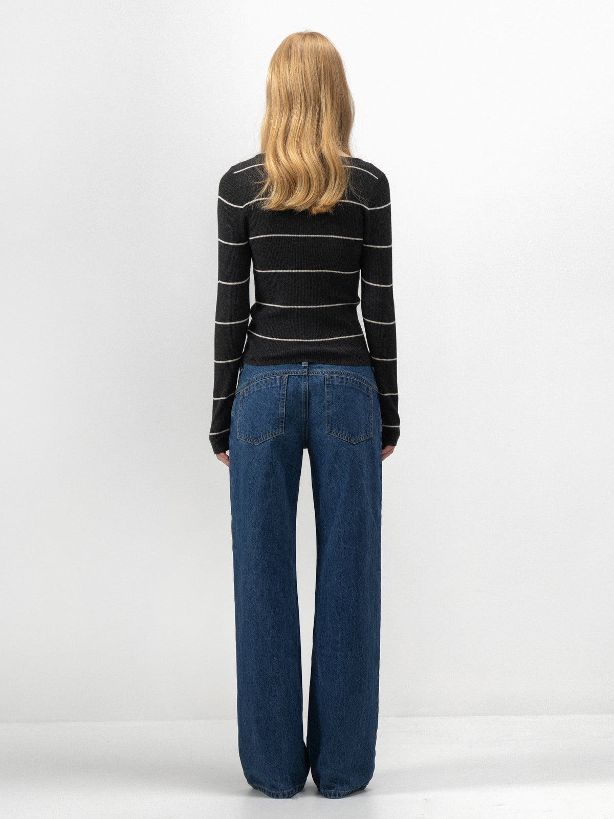 CUBIC Striped Scoop-Neck Fitted Top-12