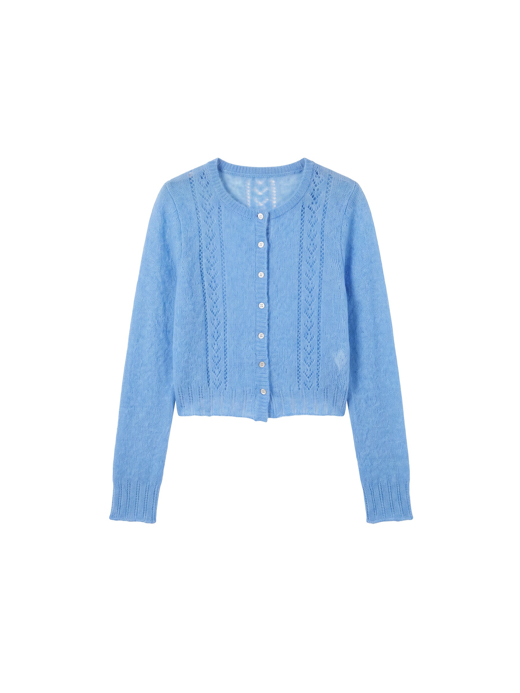 CUBIC Mohair Blend Pointelle Cardigan-12