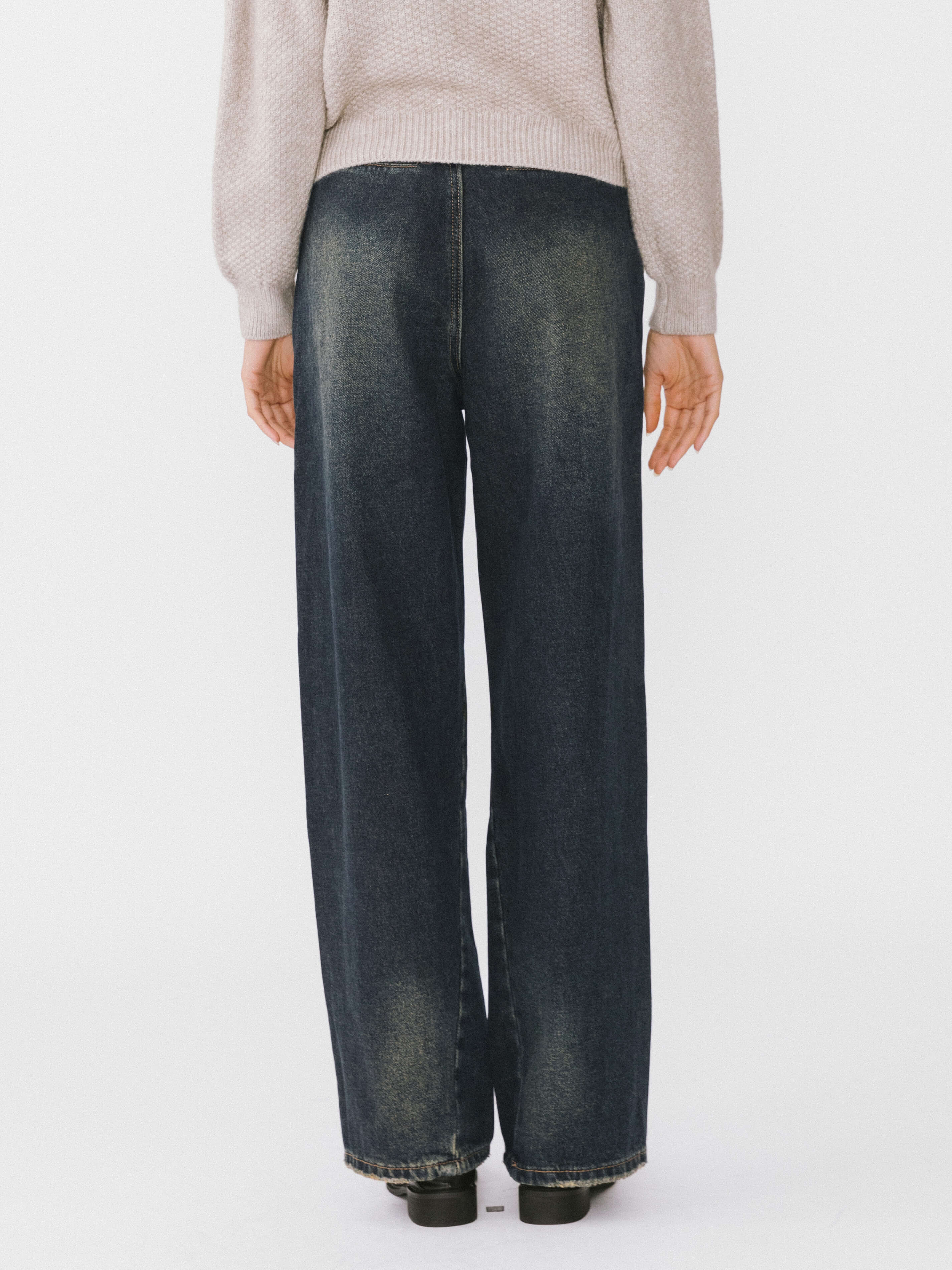 Vintage Style Straight leg Denim Jeans-12