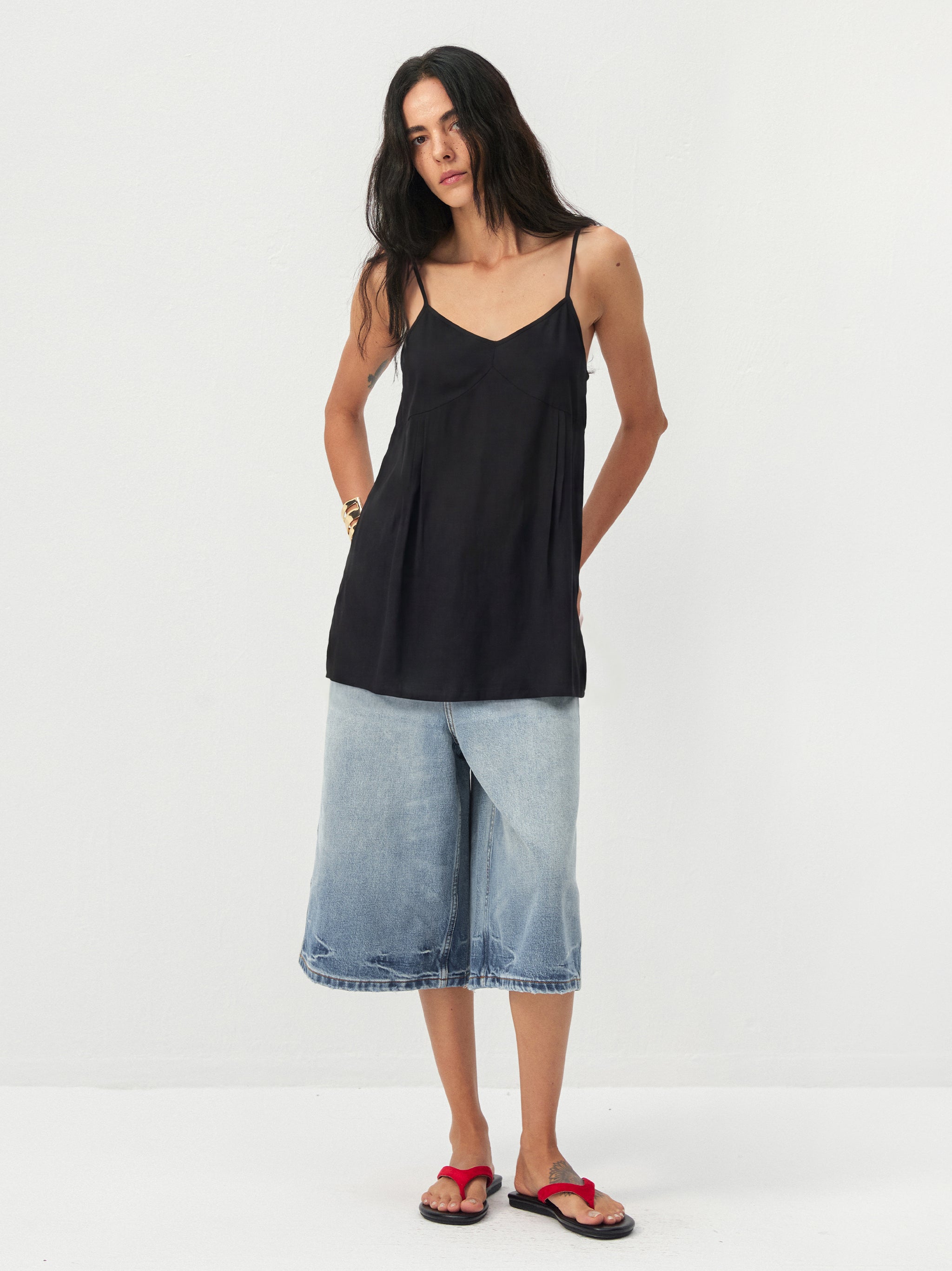 CUBIC Lyocell-Blend V-Neck Pleated Camisole-12