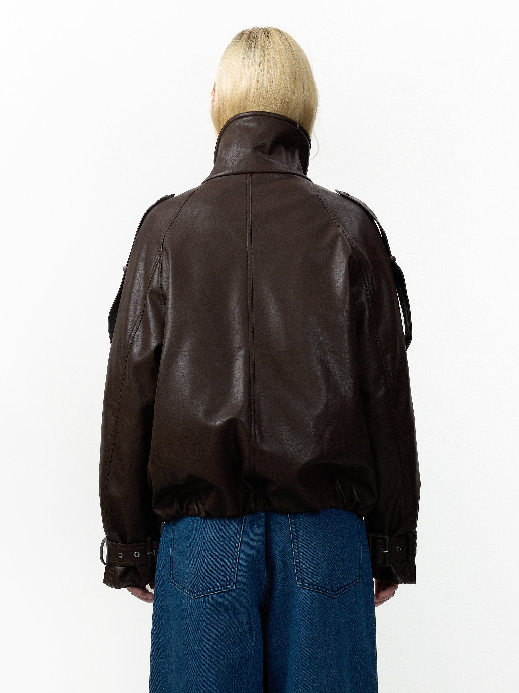 CUBIC Faux Leather Down Jacket-12