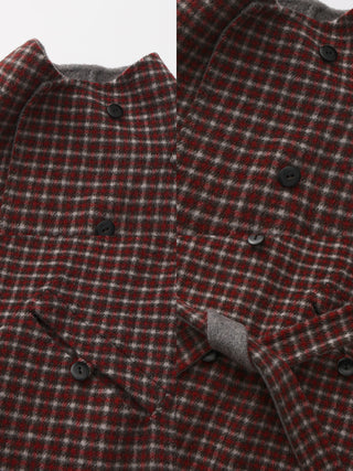 Vintage Plaid Stand Collar Reversible Long Coat