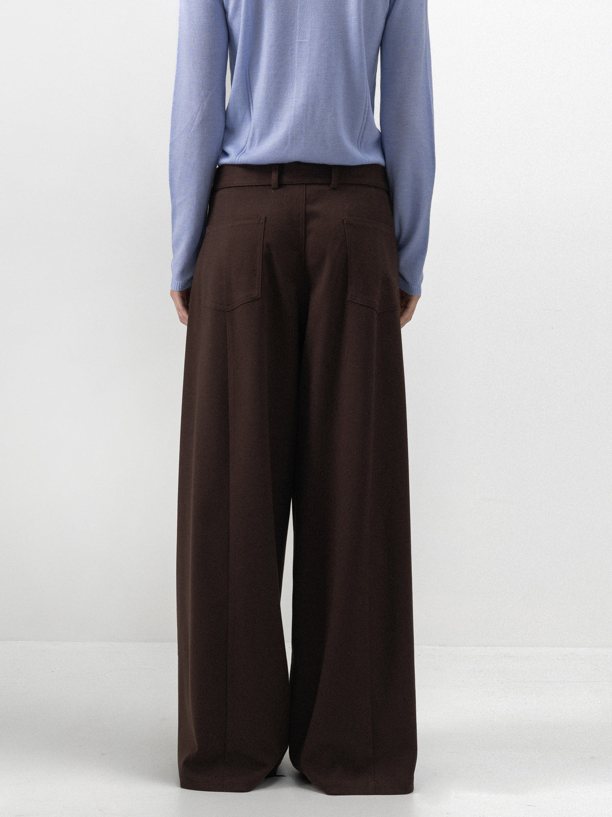 CUBIC Belted Wide-Leg Tailored Trousers-12
