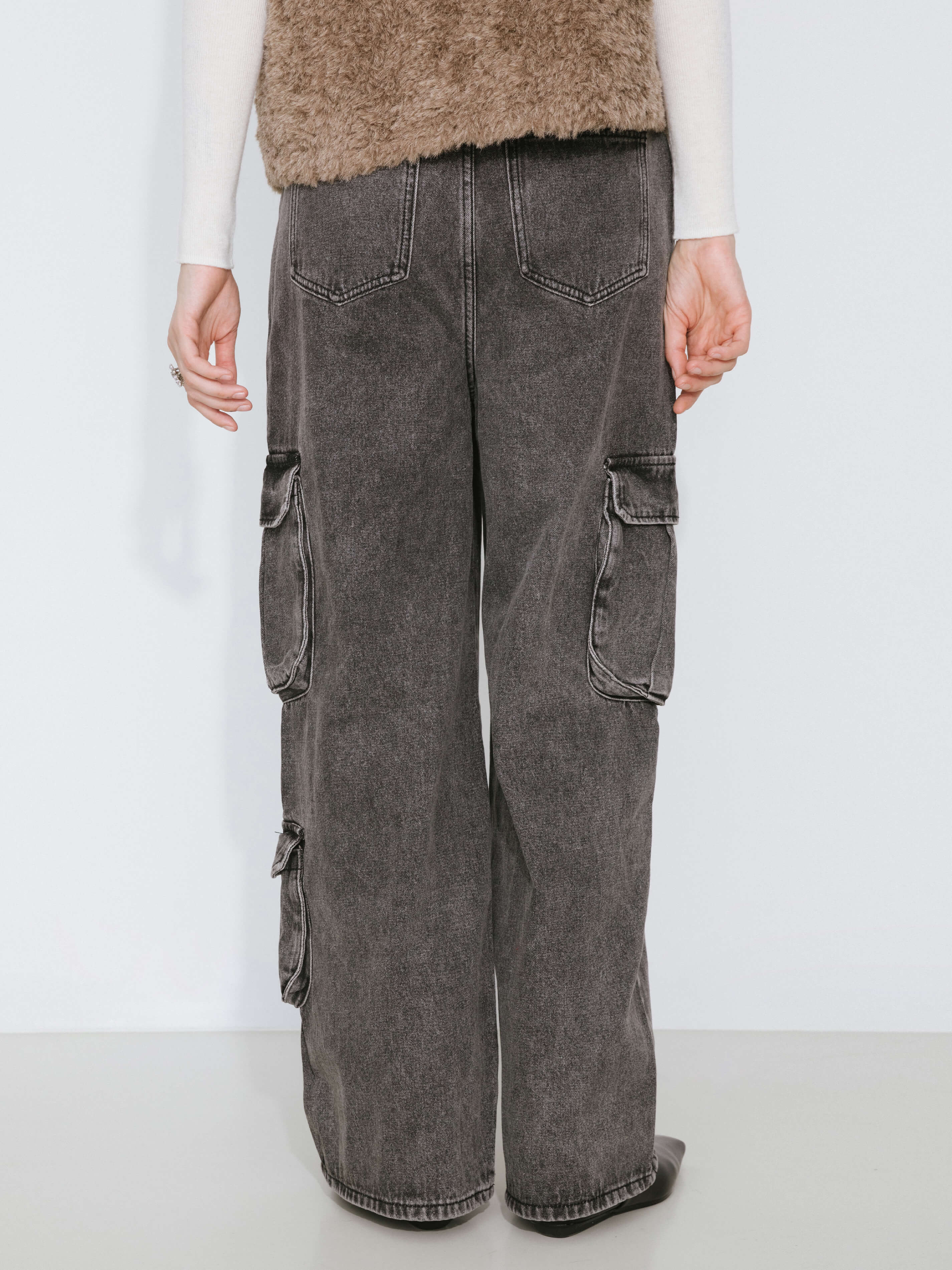 High Rise Cargo Jeans-11