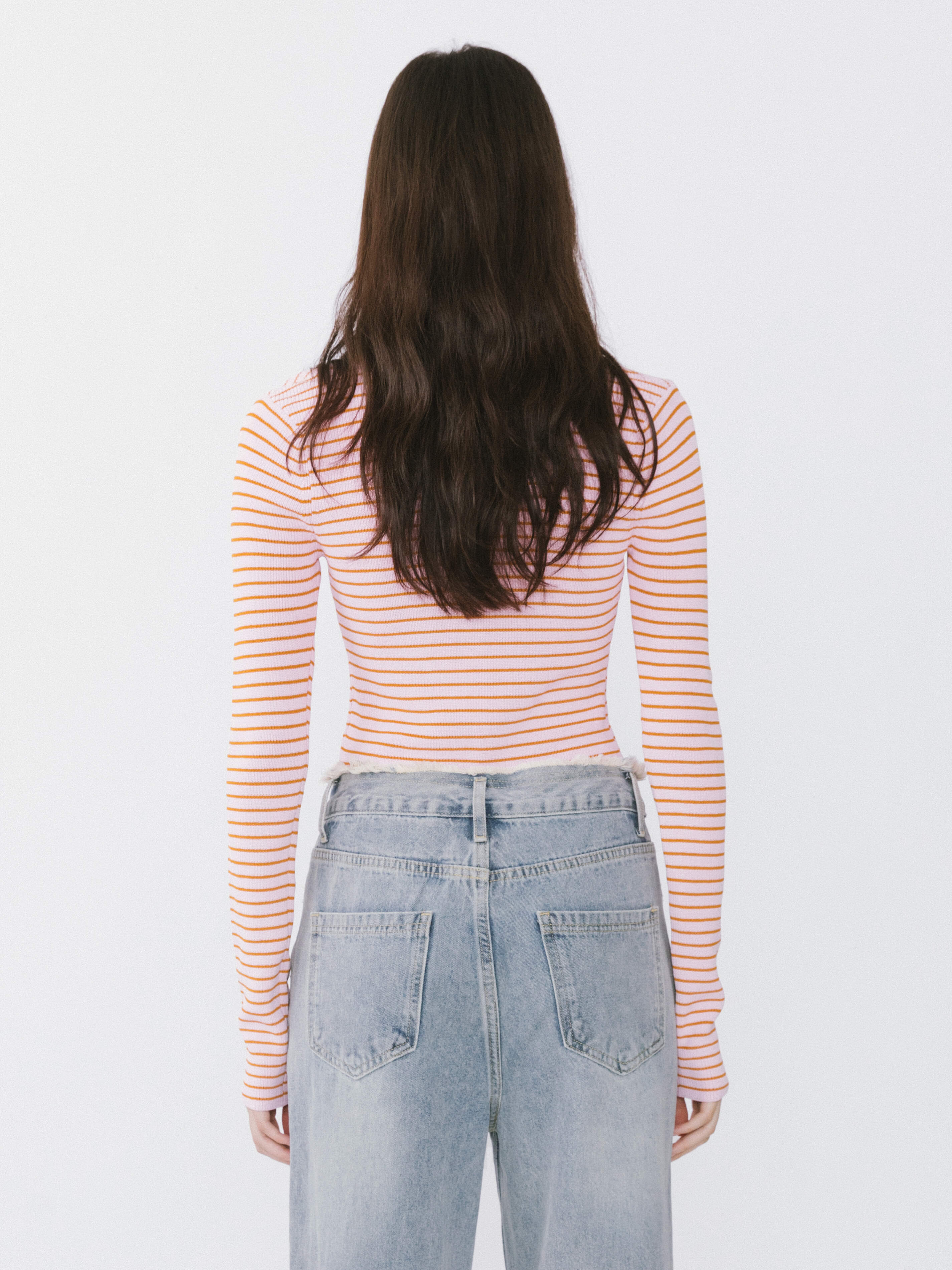 Chest Cut Out Striped Long Sleeve Top-12