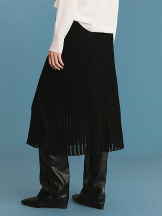ONE BY CUBIC Lace Stitch Knitted Midi Skirt