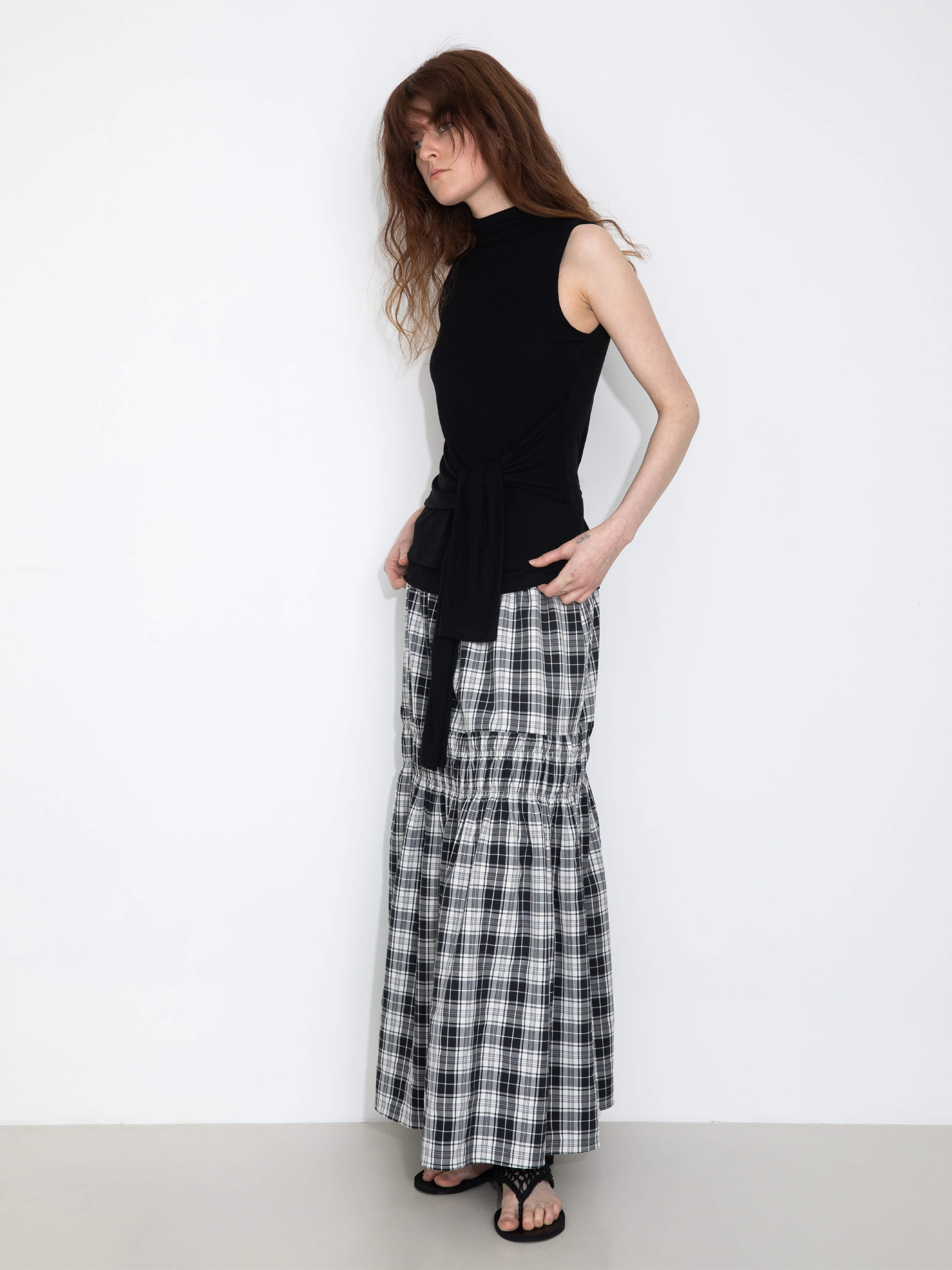 Tie-Detail Sleeveless Mock Neck Top-14