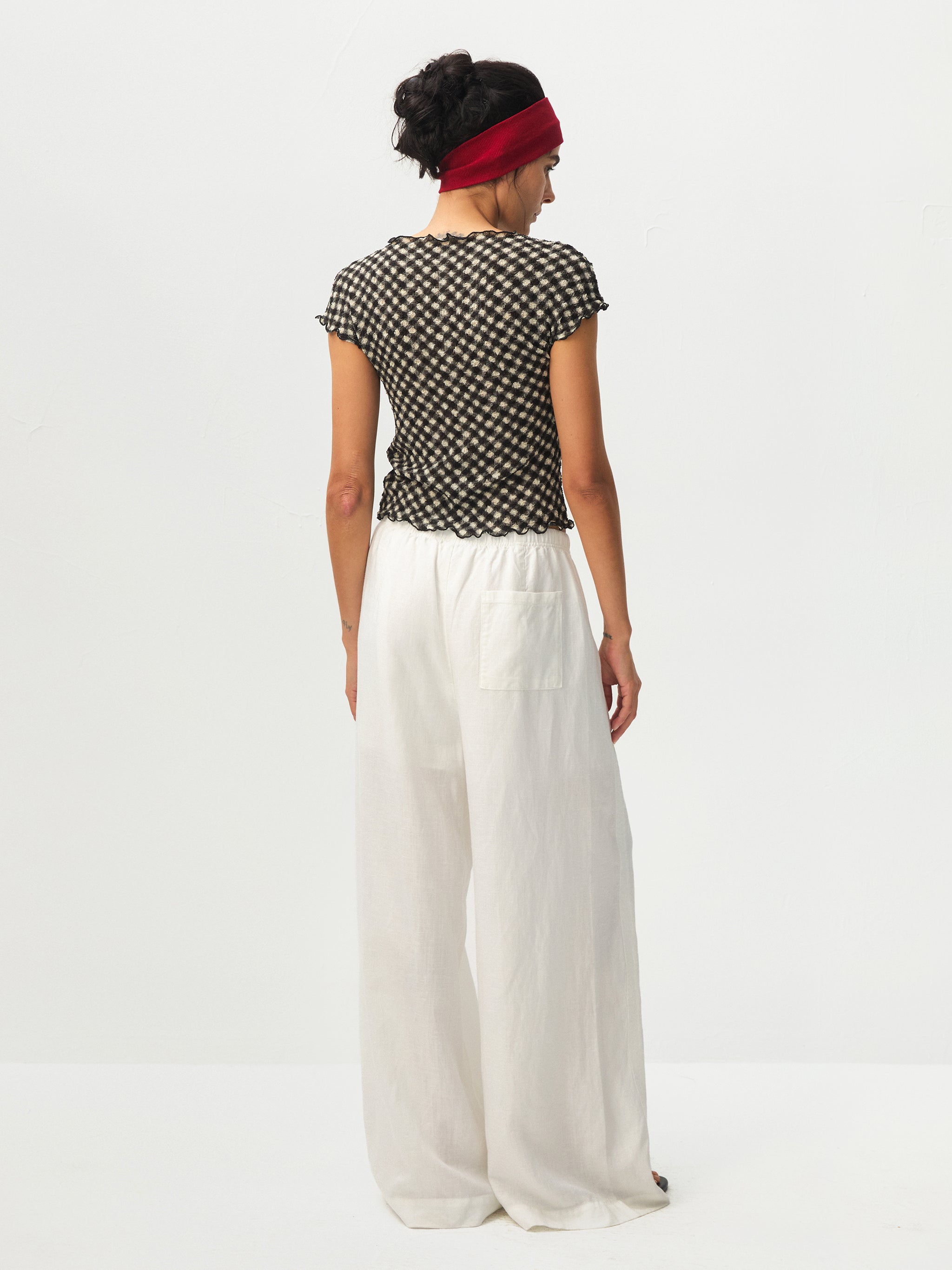 CUBIC Gingham Print Ruffle-Edge Top-12