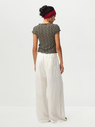 CUBIC Gingham Print Ruffle-Edge Top