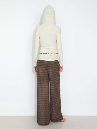 Drawstring Checkered Wide-Leg Casual Pants