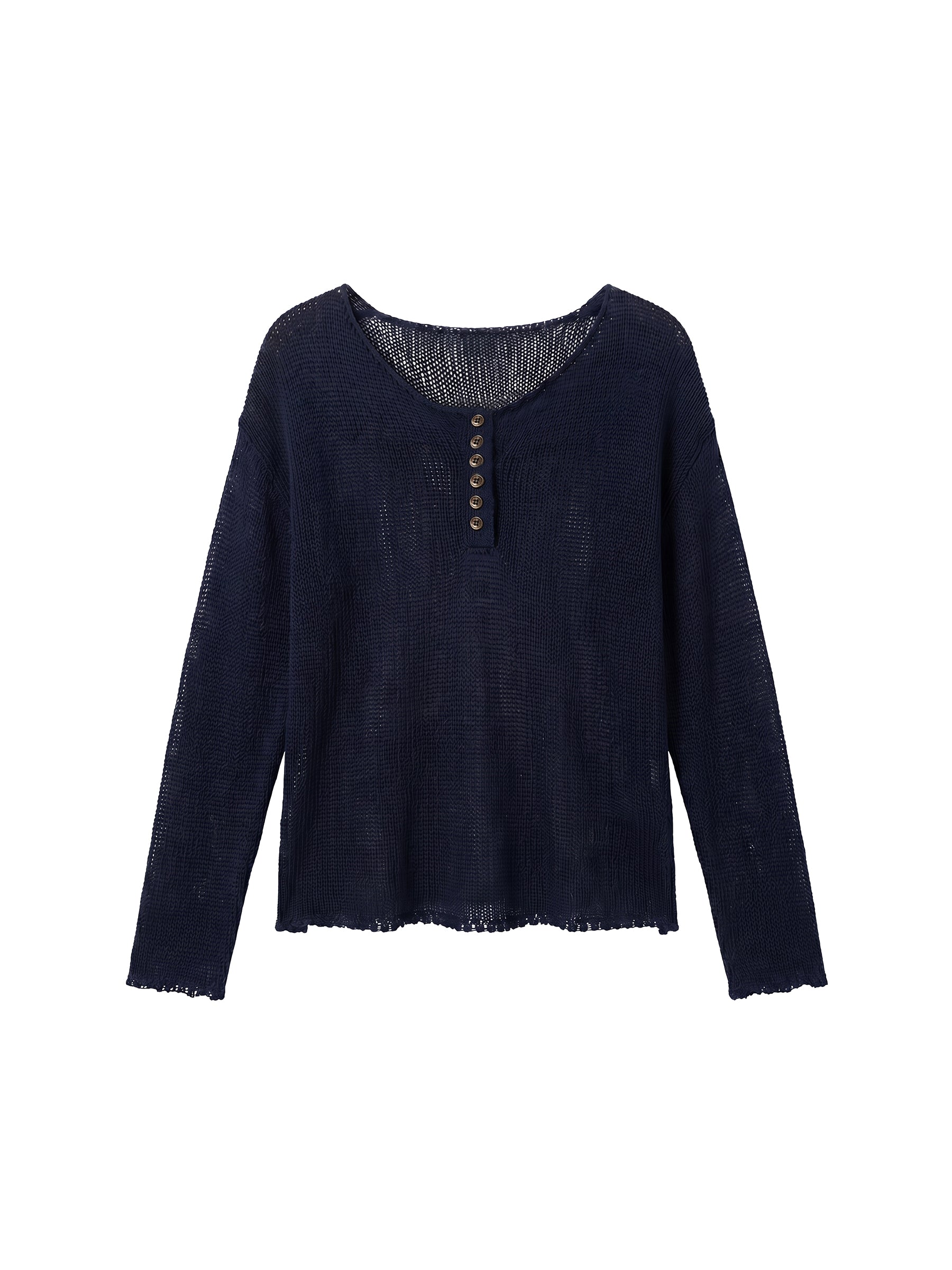 CUBIC Button Detail Open-Knit Top-11