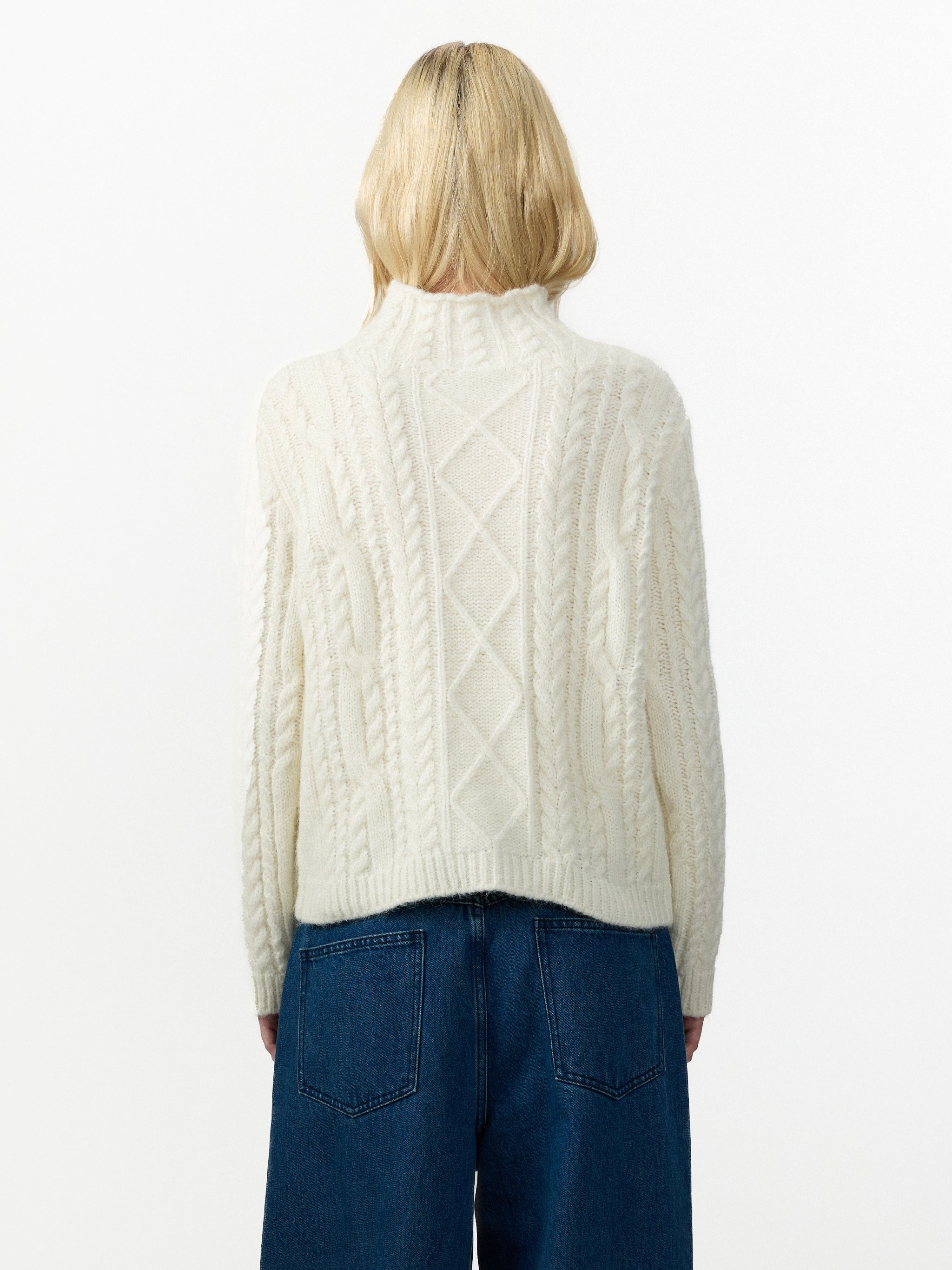 CUBIC Cable Knit Wool Blend Cardigan-9