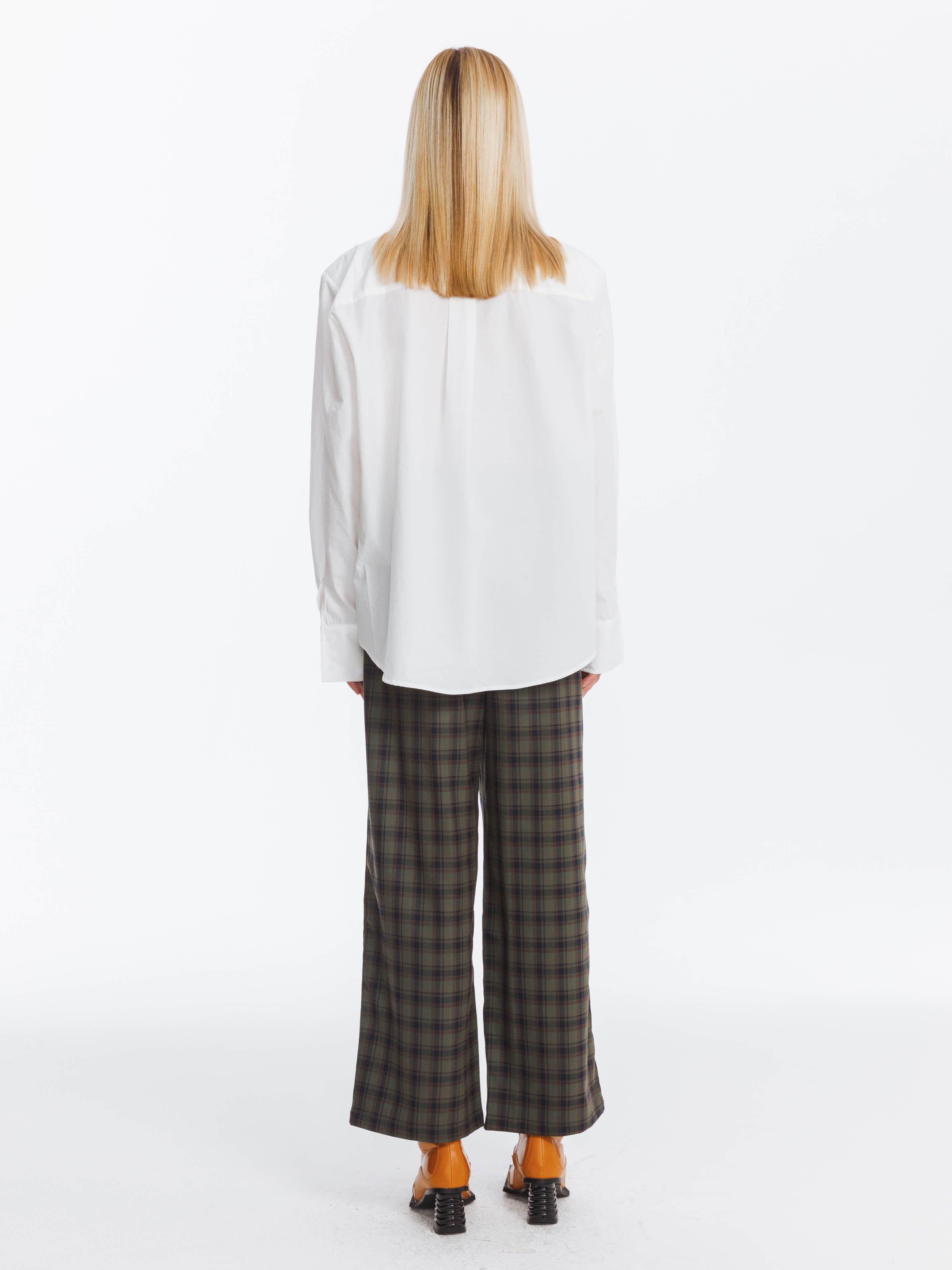 Wide Leg Tartan Casual Trousers-12