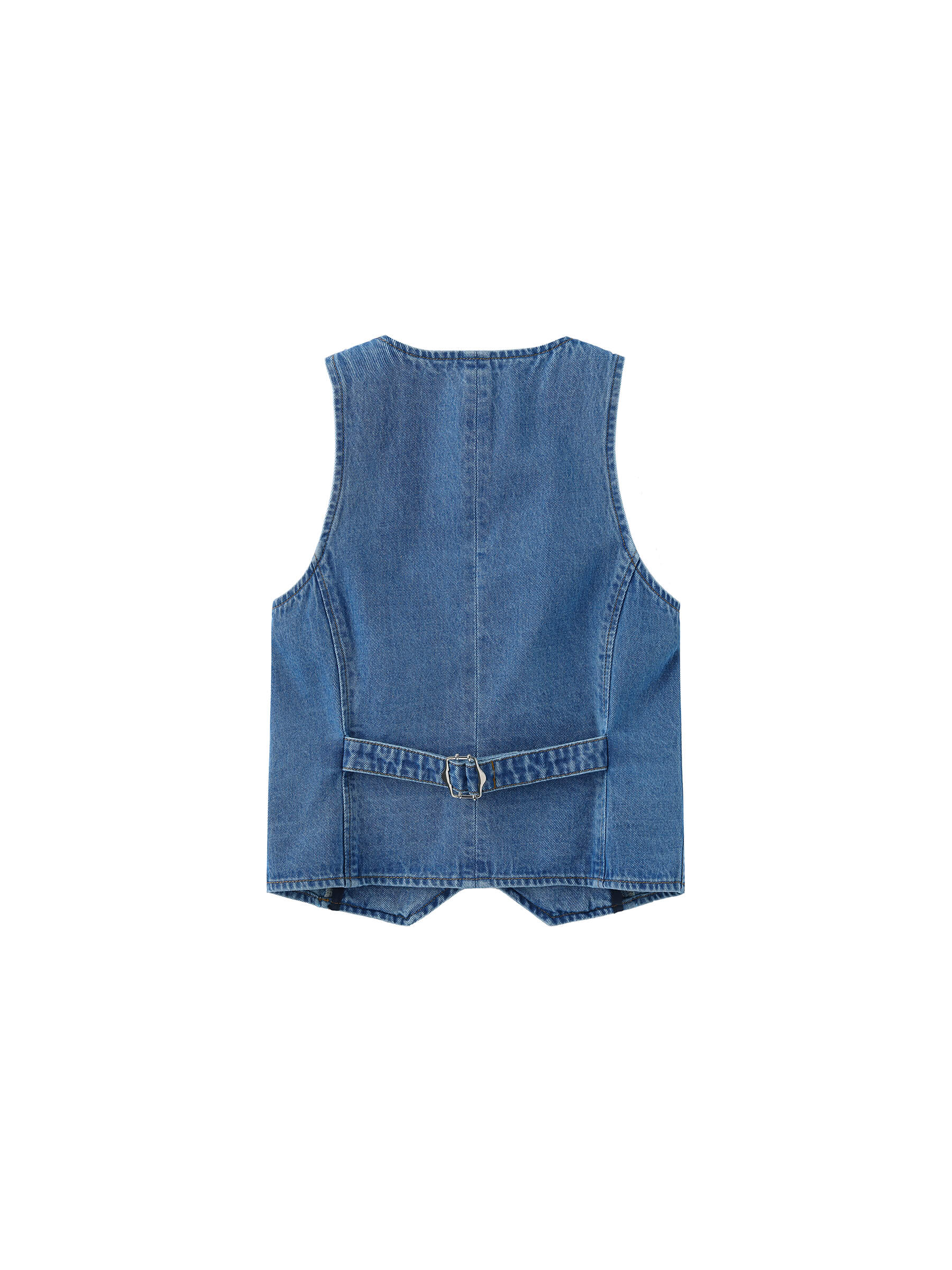 V-Neck Slim Fit Cropped Denim Vest-14