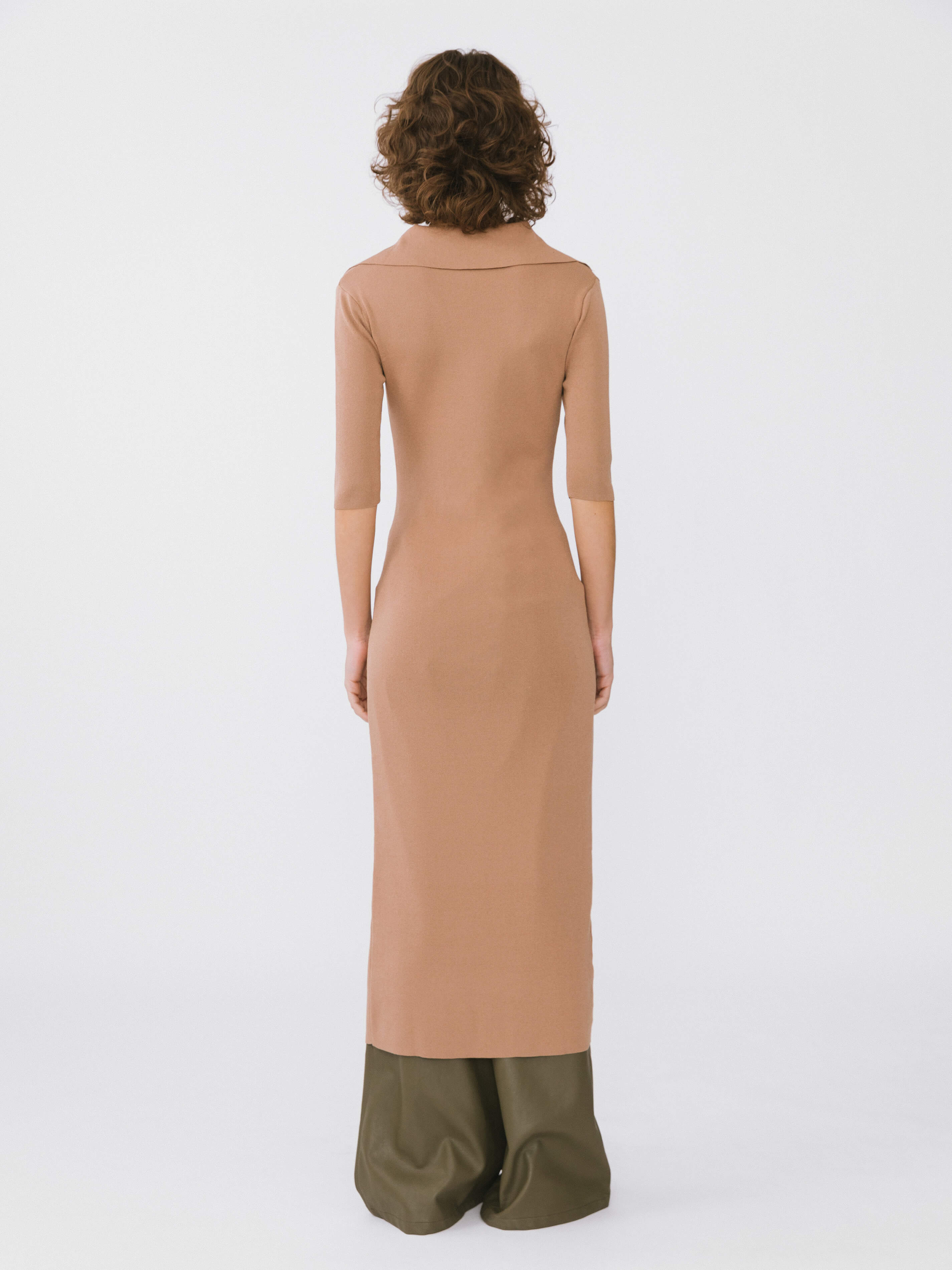 3/4 Sleeve Slitted Dress-5