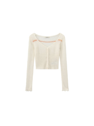 CUBIC Contrast Wool Blend Lace Cardigan