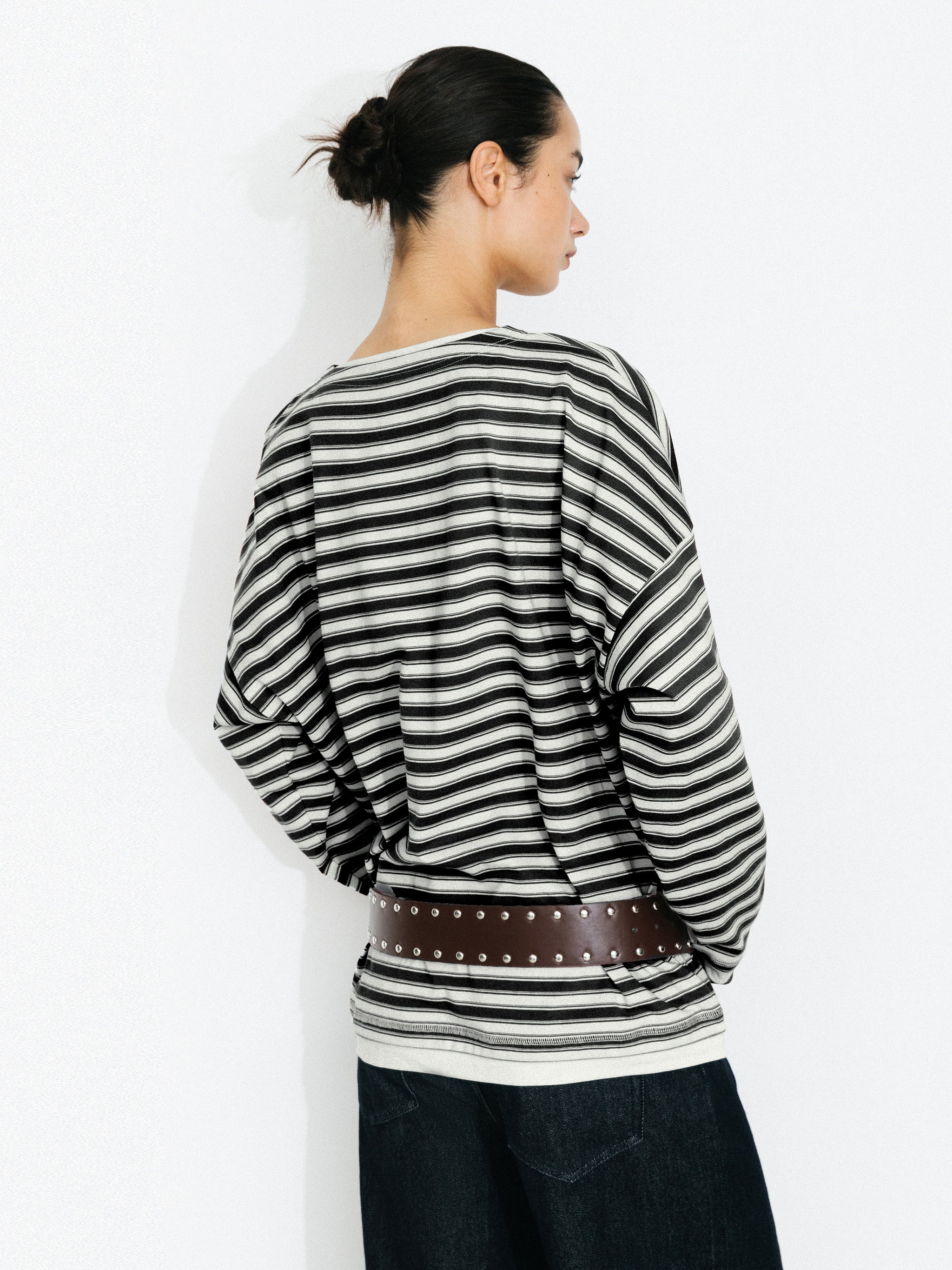 Contrast Stripe Oversized Long-Sleeve Top-12