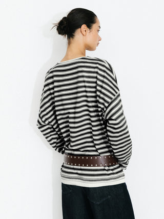Contrast Stripe Oversized Long-Sleeve Top