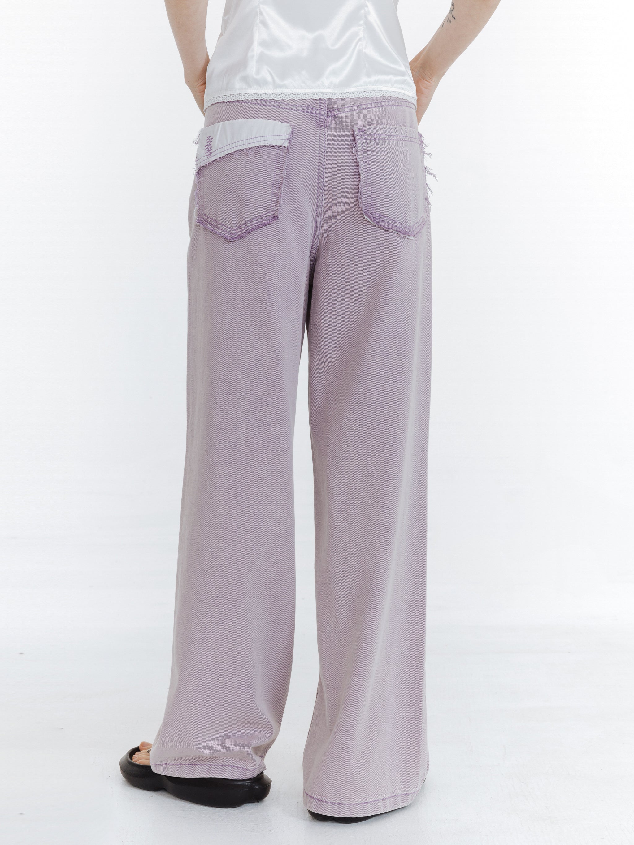 High Waist Loose Straight Washed Jeans-13