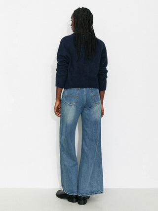 Wool-Blend Contrast Ribbed Cuff Cardigan