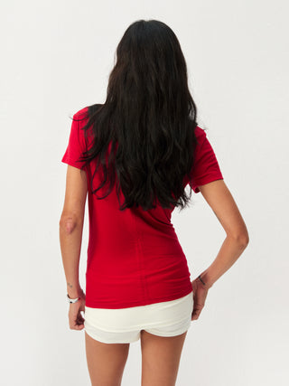CUBIC Linen-Blend V-Neck Slim Fit Top
