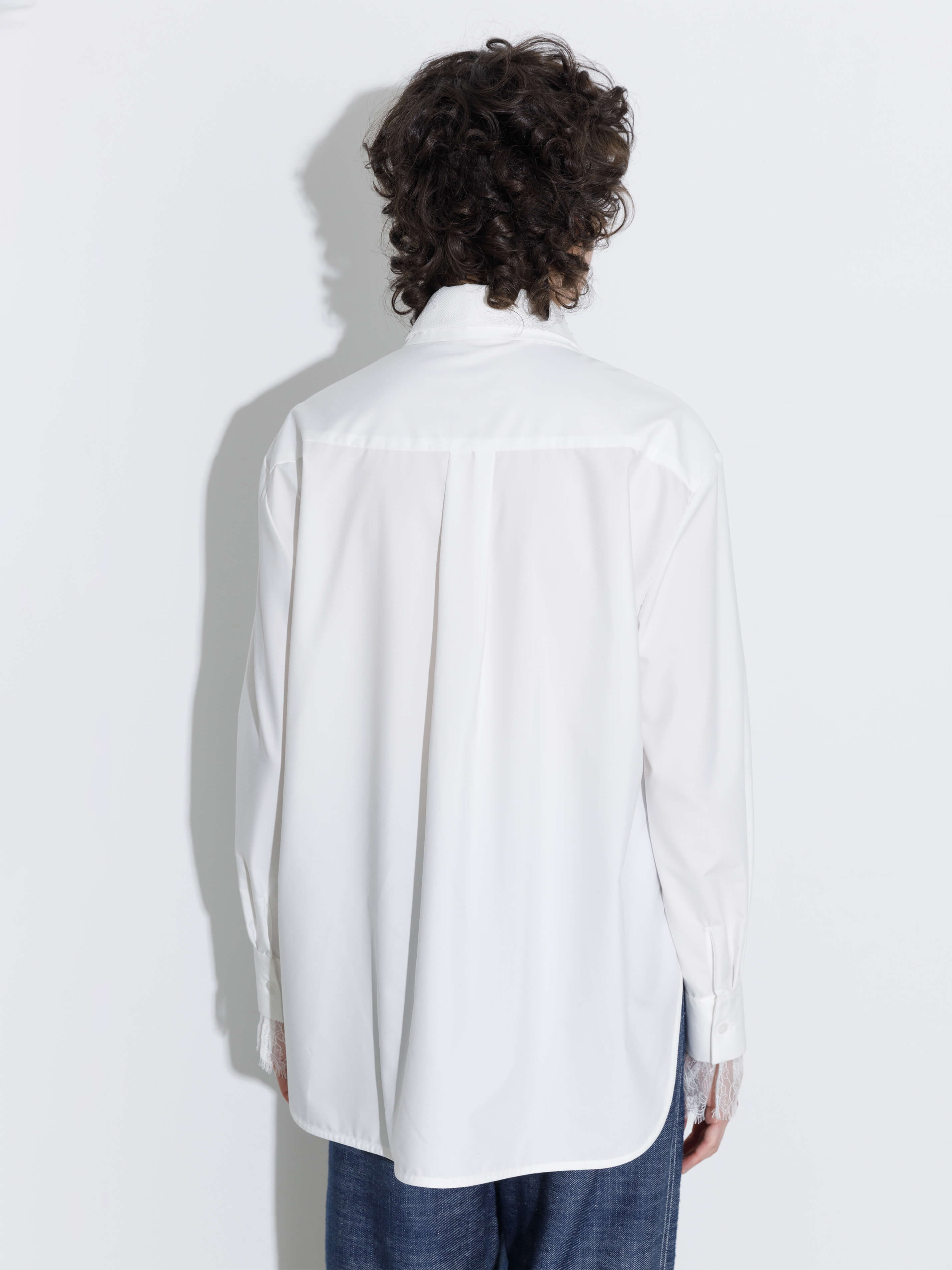 Double Wing Collar Shirt with Detachable Lace Collar-11