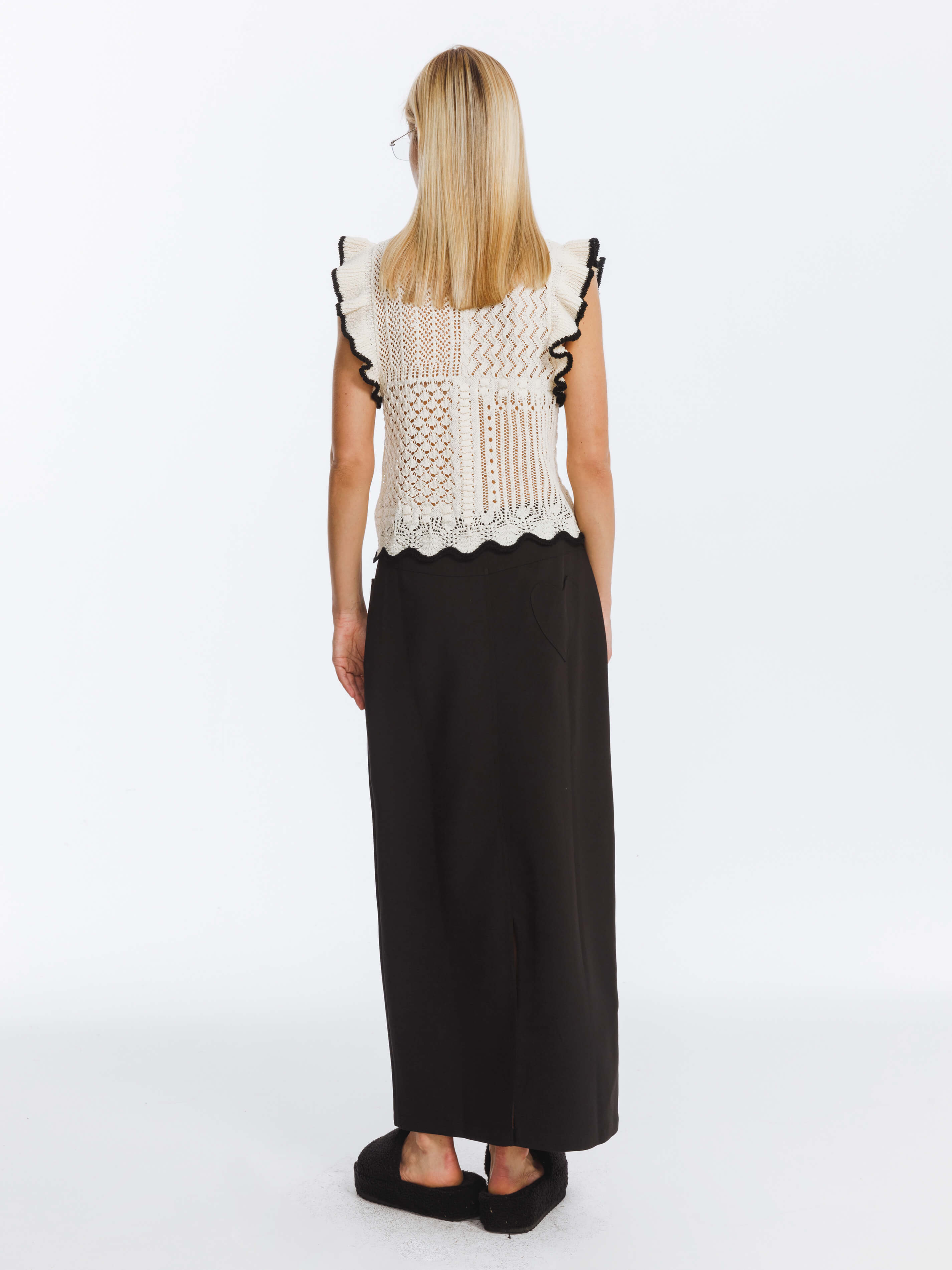 High Waist Long skirt with Back Slit-13