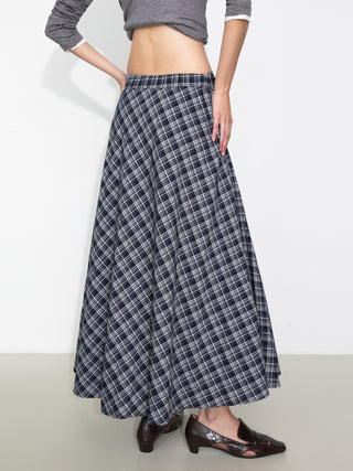 Plaid A-Line Skirt with Faux Shirt Sleeve Tie