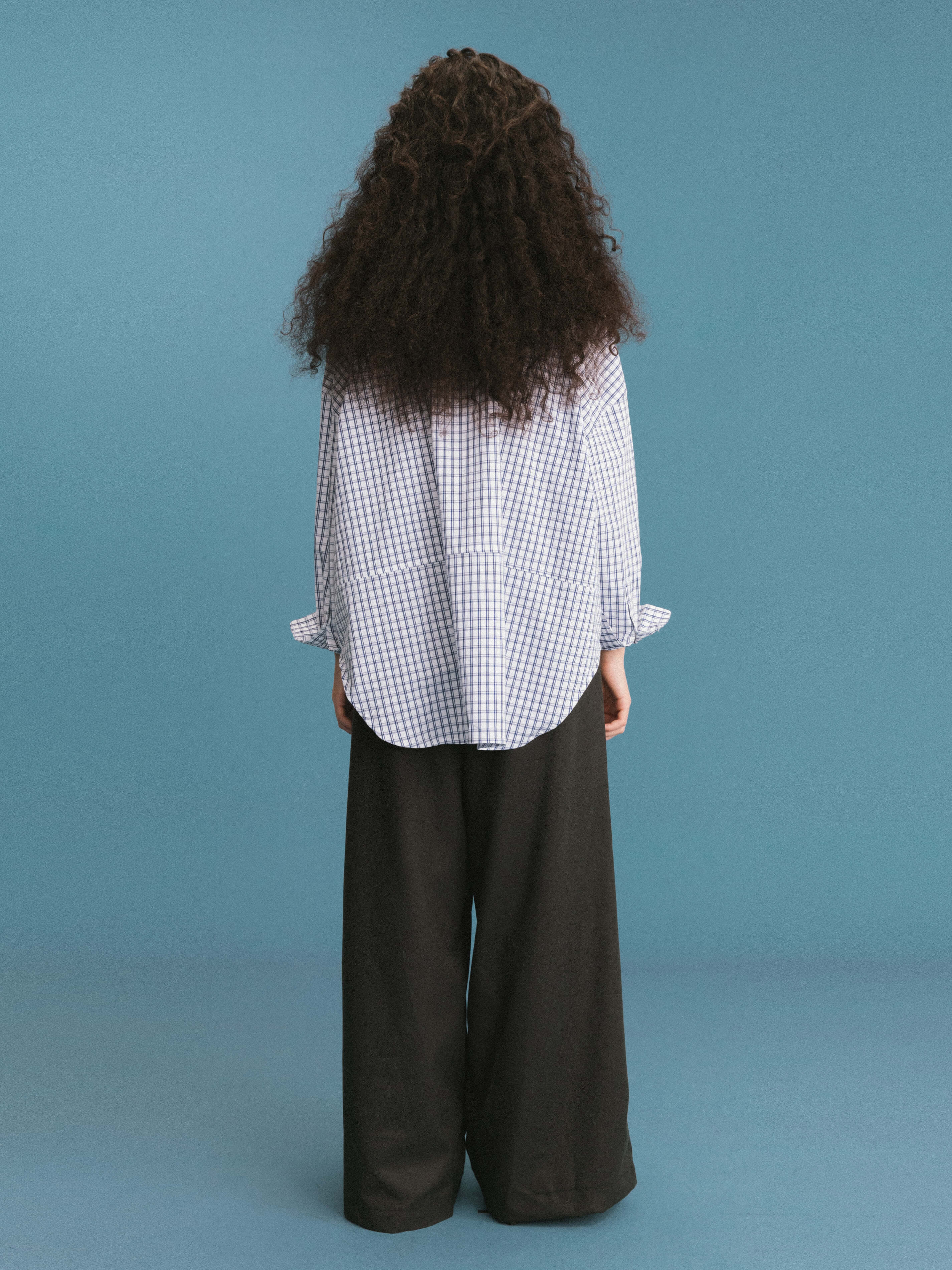 ONE BY CUBIC Checked Oversized Cotton Shirt-14