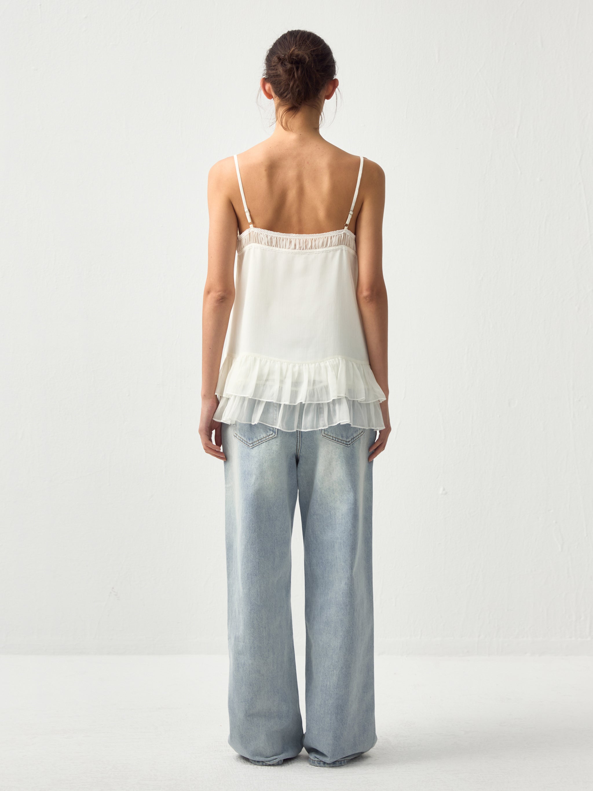 CUBIC Lace V-Neck Ruffle Floral Camisole-12