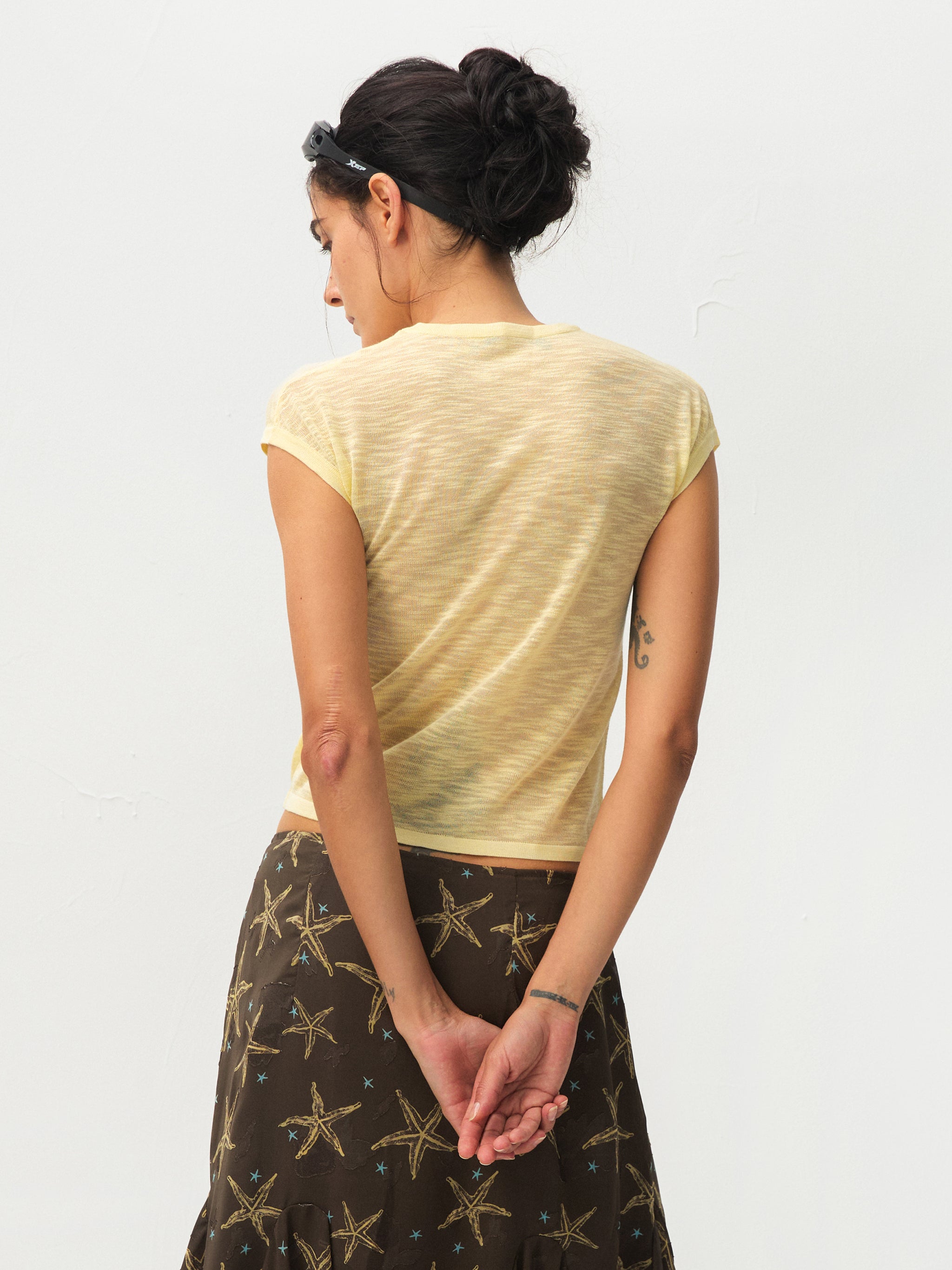 CUBIC Viscose Blend Short-Sleeve Sheer Cardigan-12