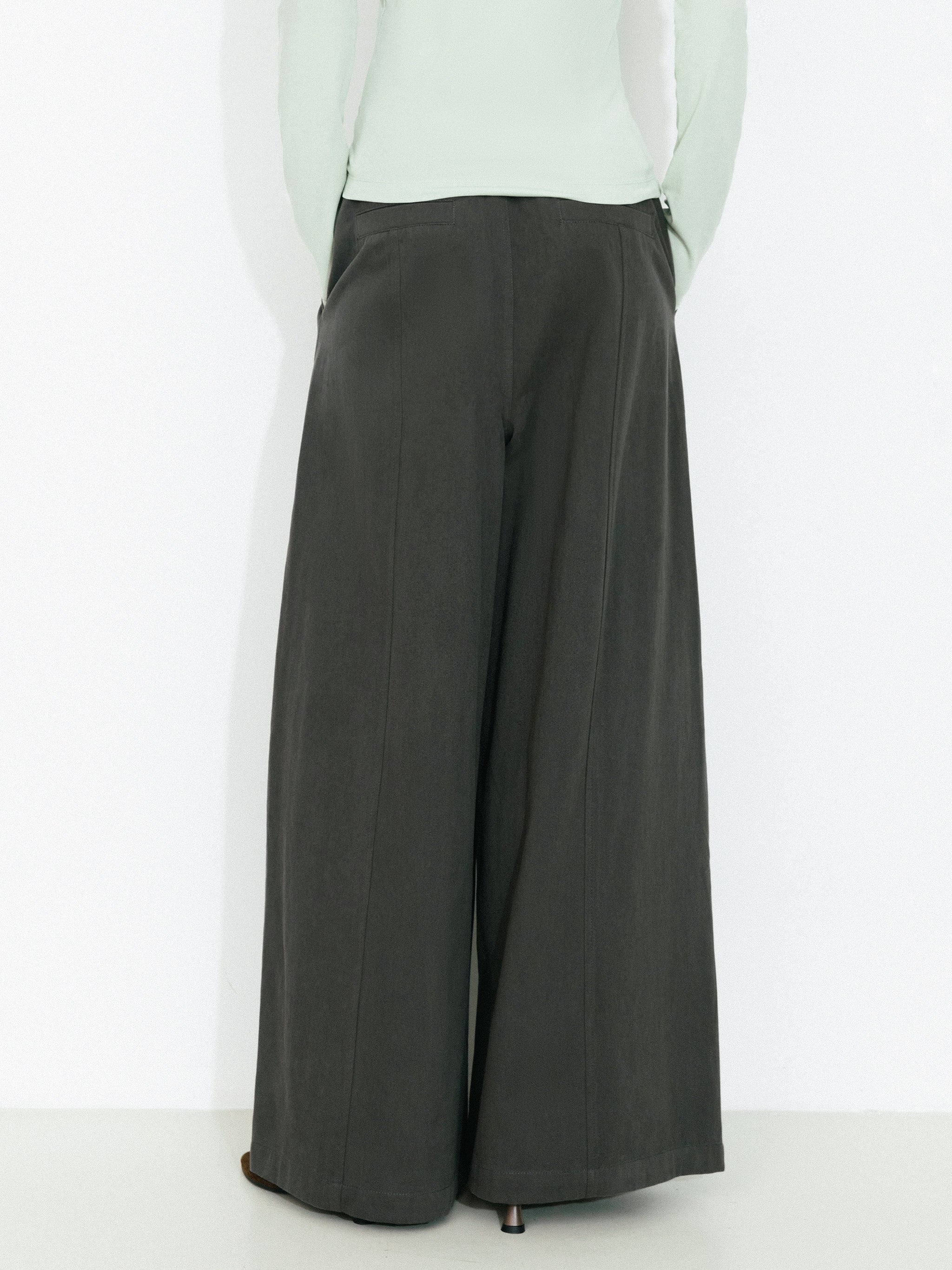 100% Cotton High-Waisted Wide-Leg Casual Trousers-11
