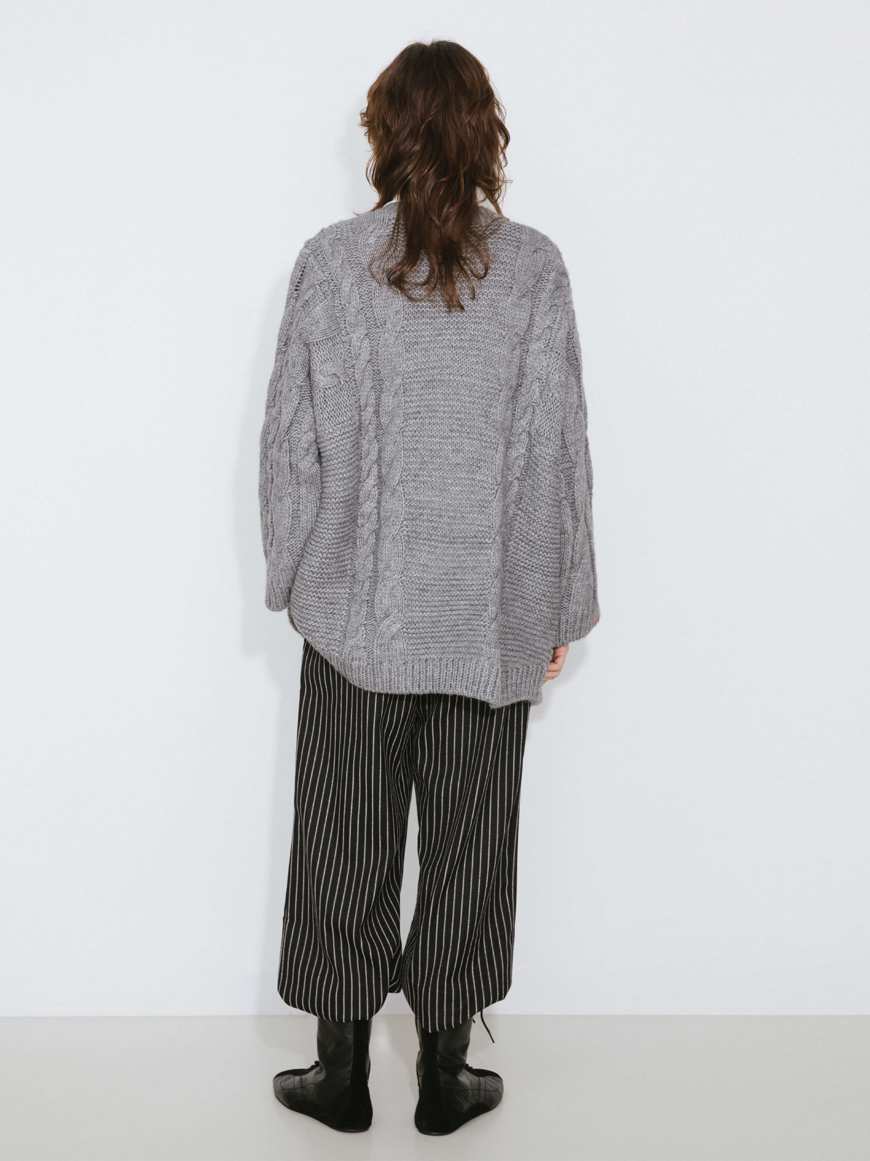 Cable Knit Cardigan with Wool Blend-14