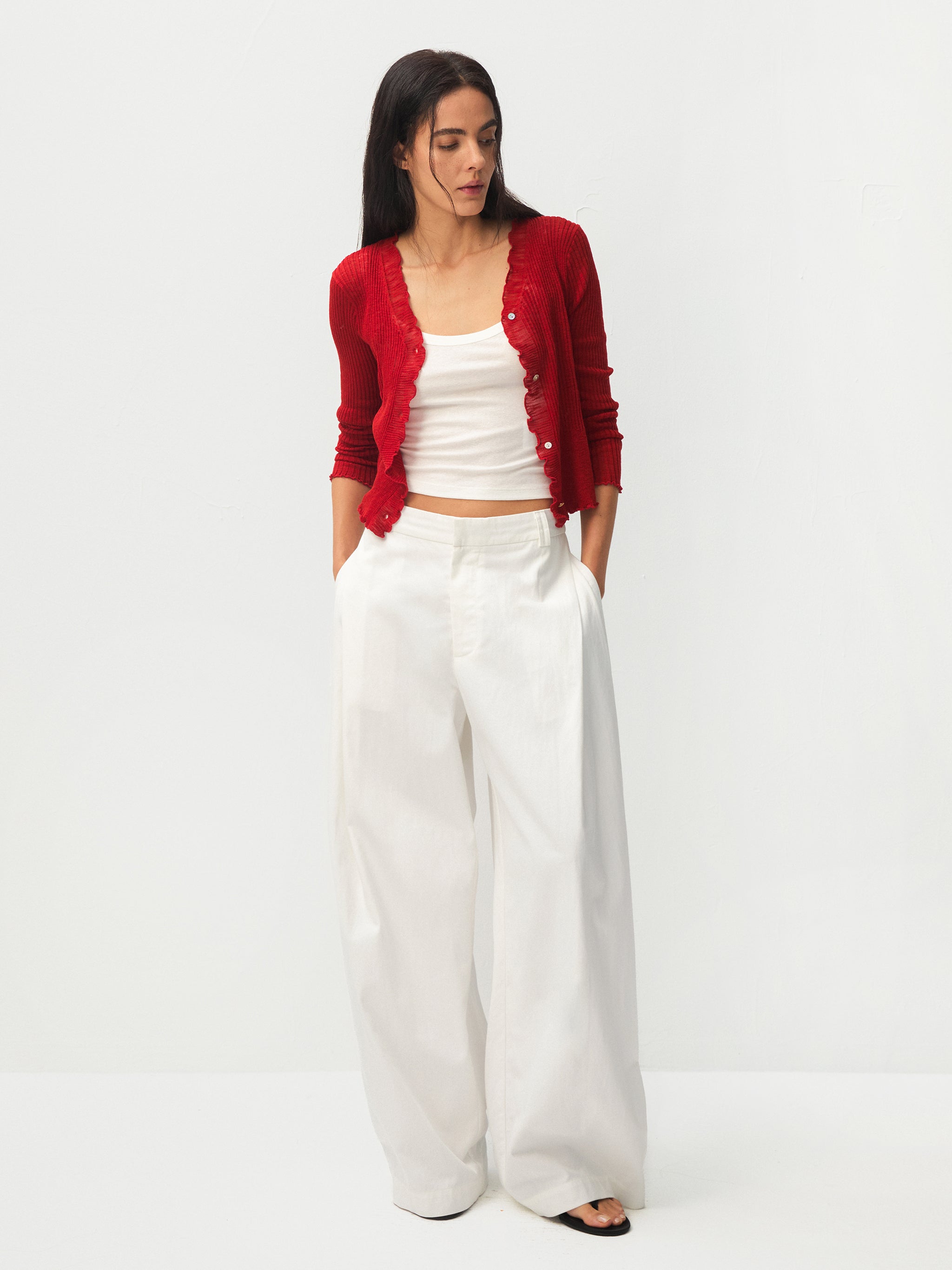 Wide-Leg Tapered Tailored Trousers-12