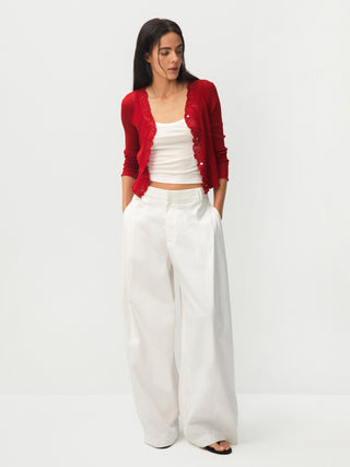 Wide-Leg Tapered Tailored Trousers