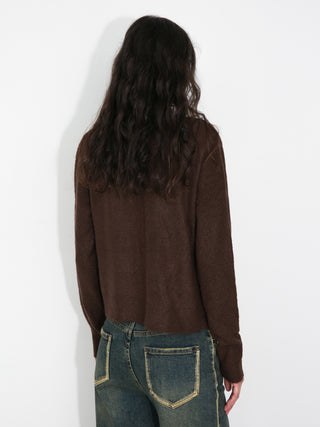 Crewneck Knit Button-Up Cardigan
