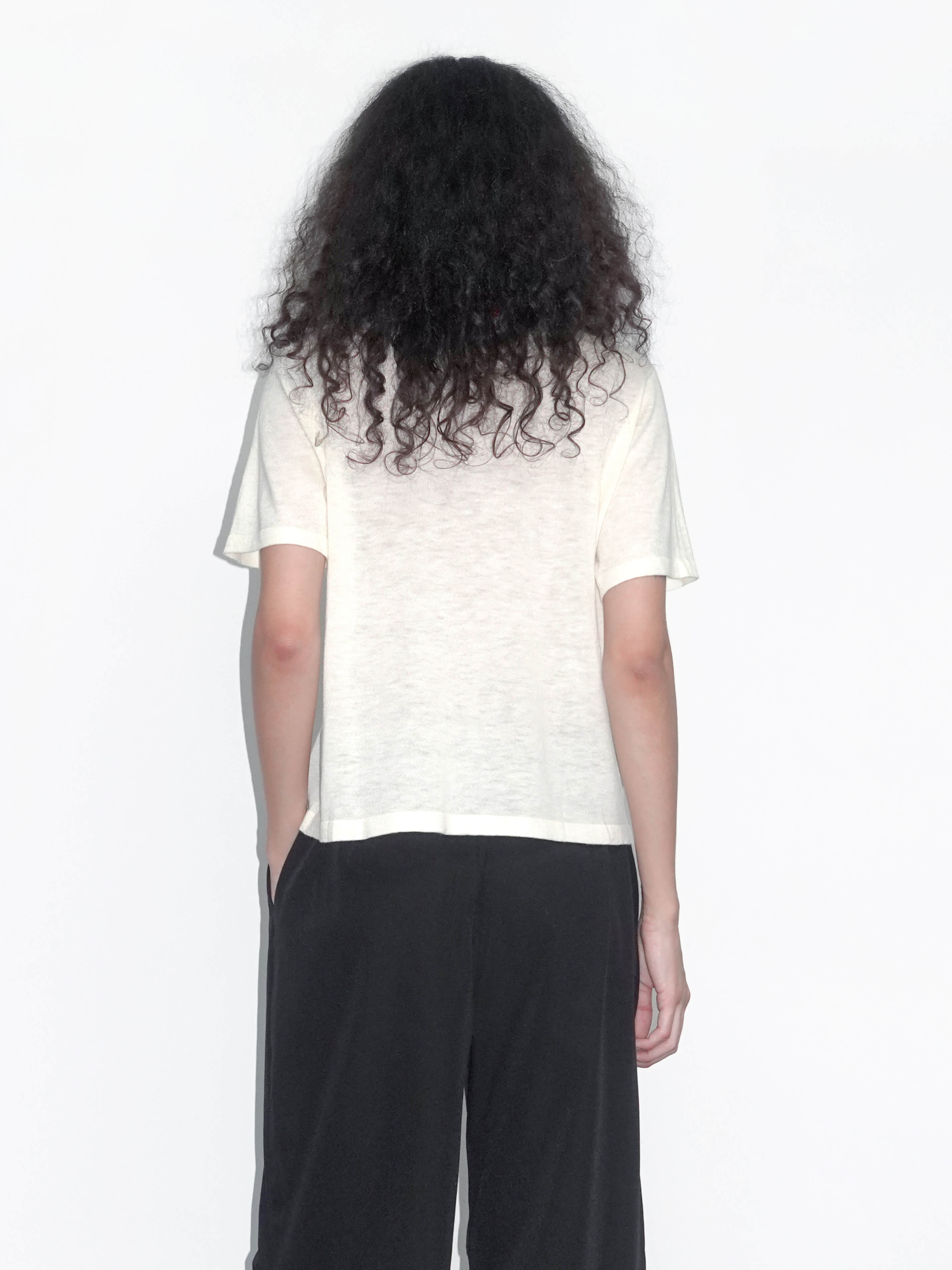 Contrast Color T-shirt with Wool Blend-6