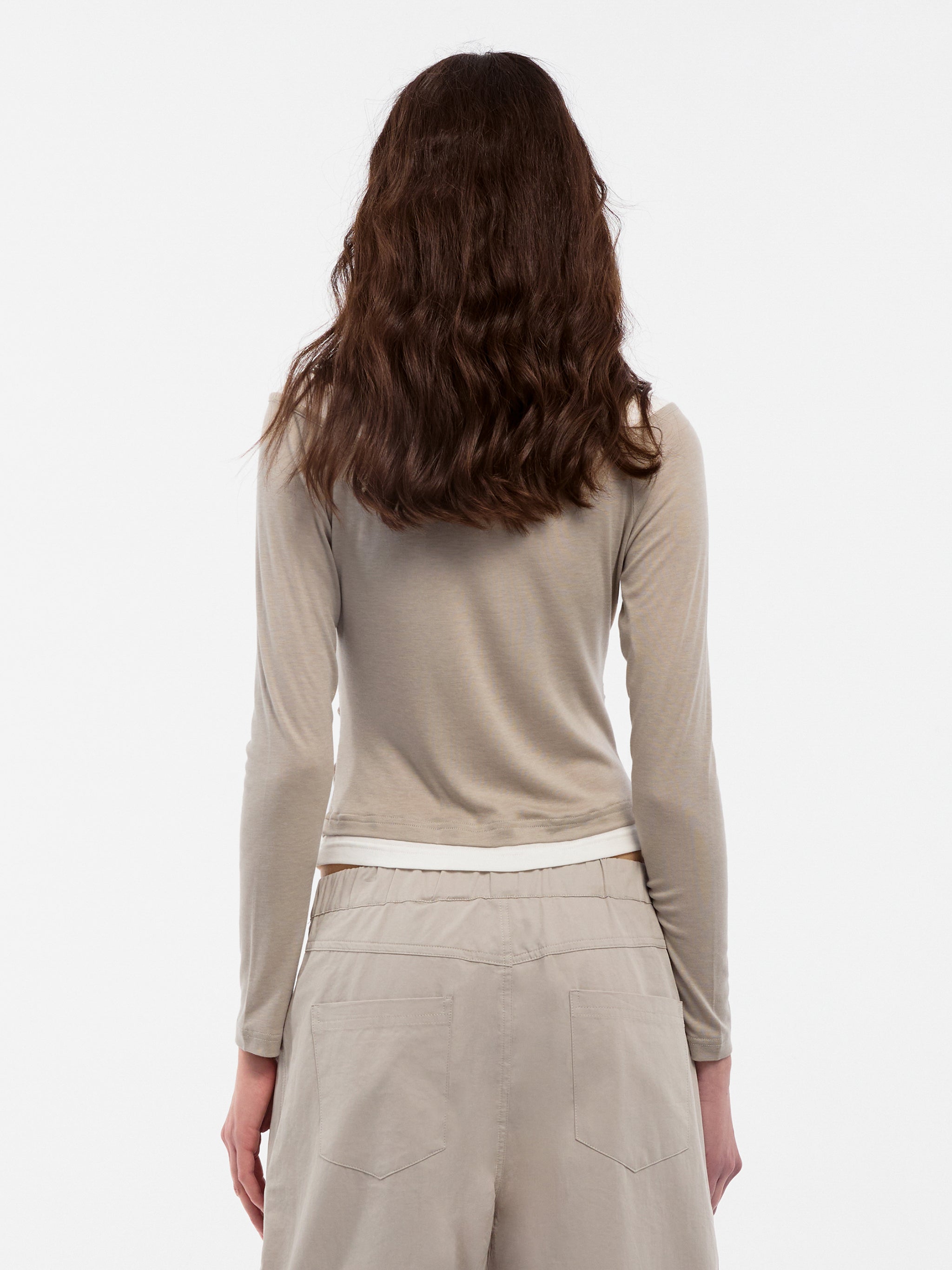 CUBIC Tencel Wool Blend Off-Shoulder T-Shirt-12