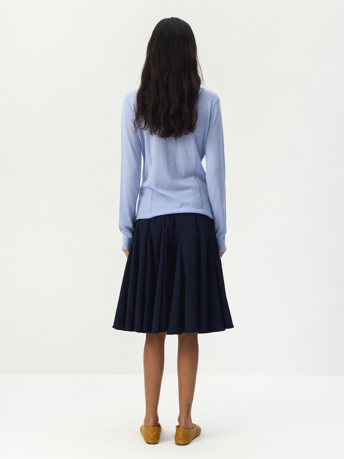 CUBIC Pleated Flared Midi Skirt-12