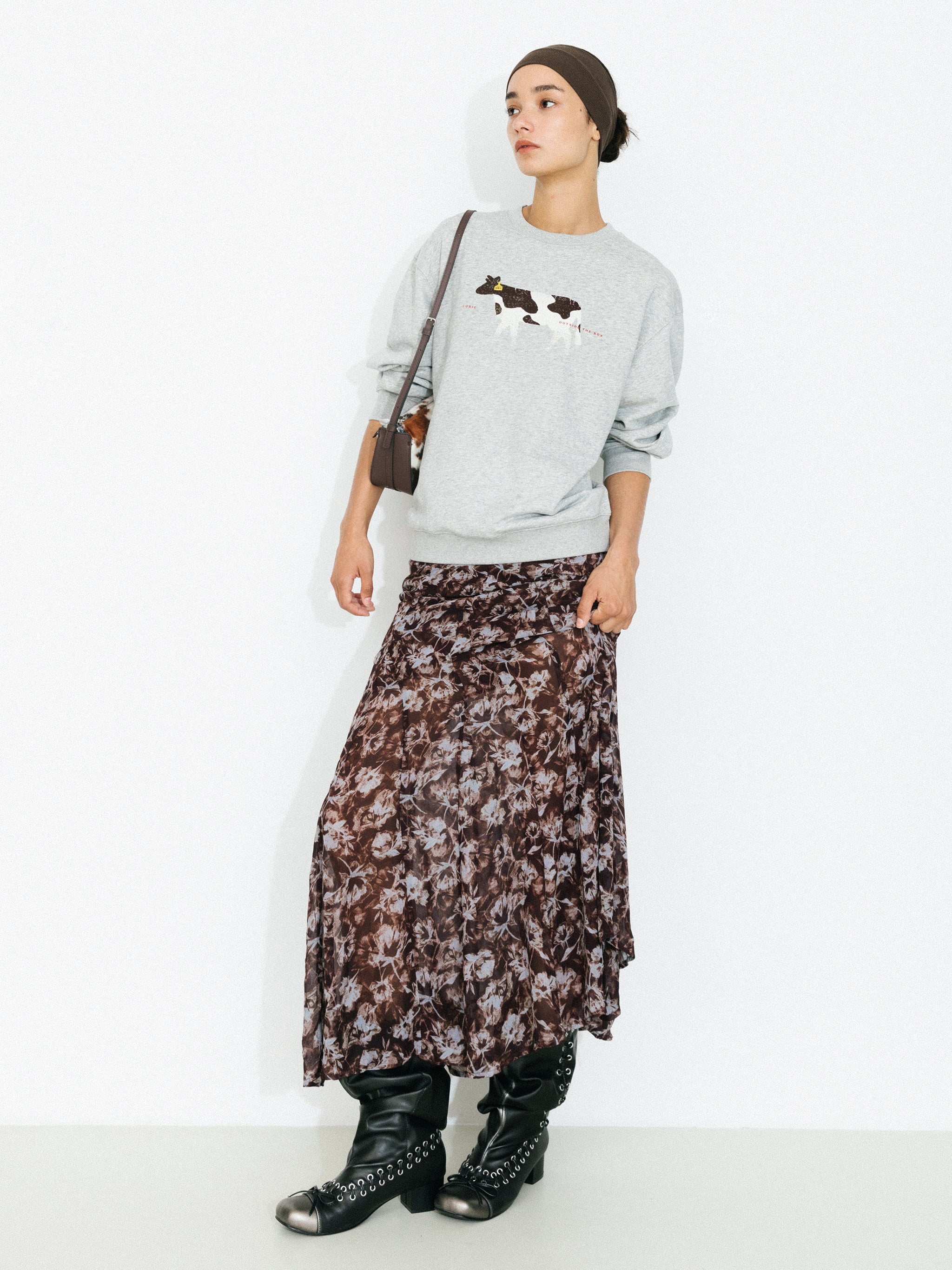 Cow Print Oversized Sweatshirt-12
