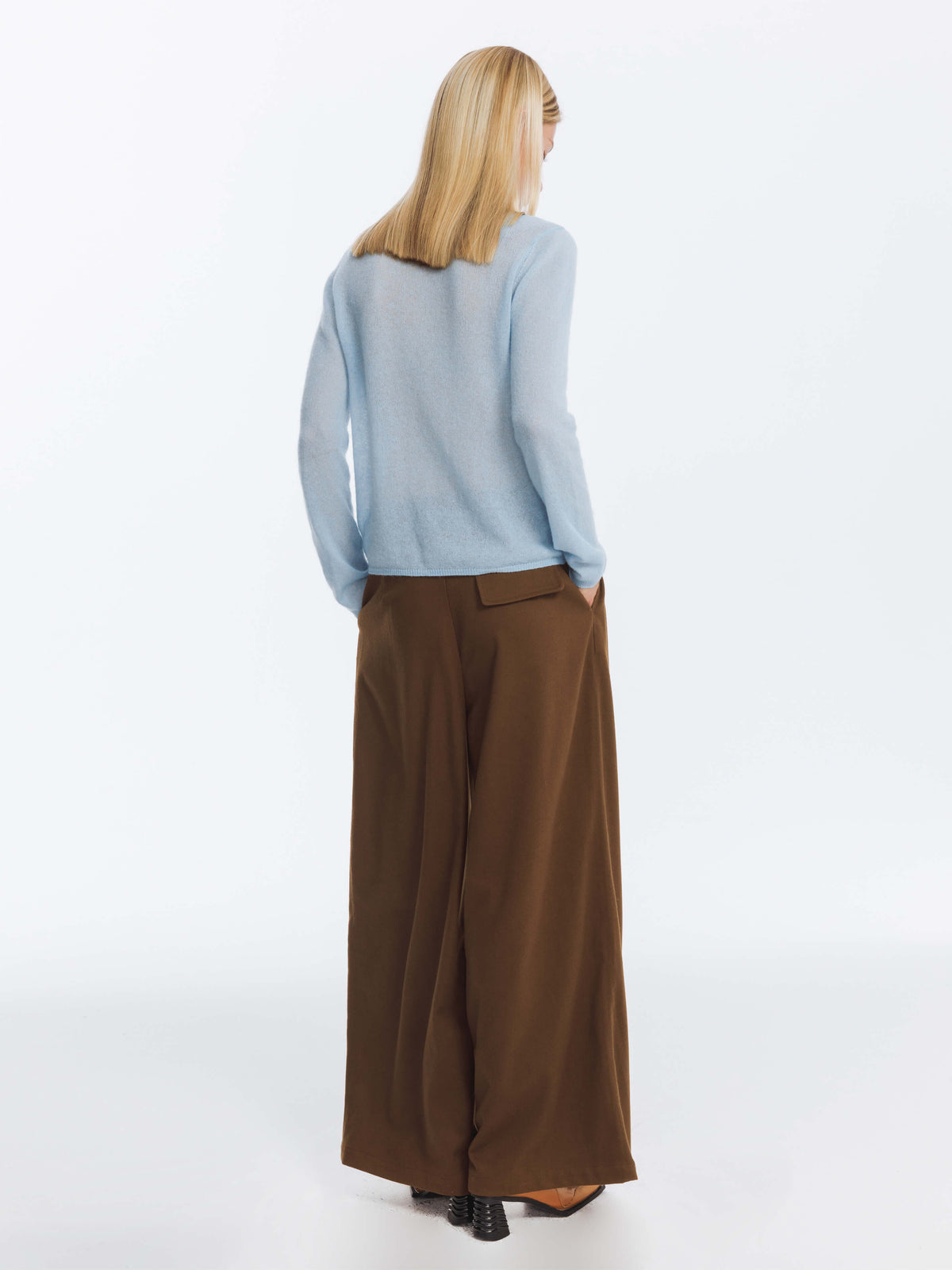 Wide Leg Double Pleated Trousers-9