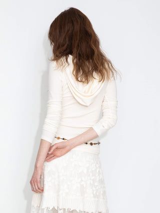 Slim-Fit Hooded V-Neck Long Sleeve Top