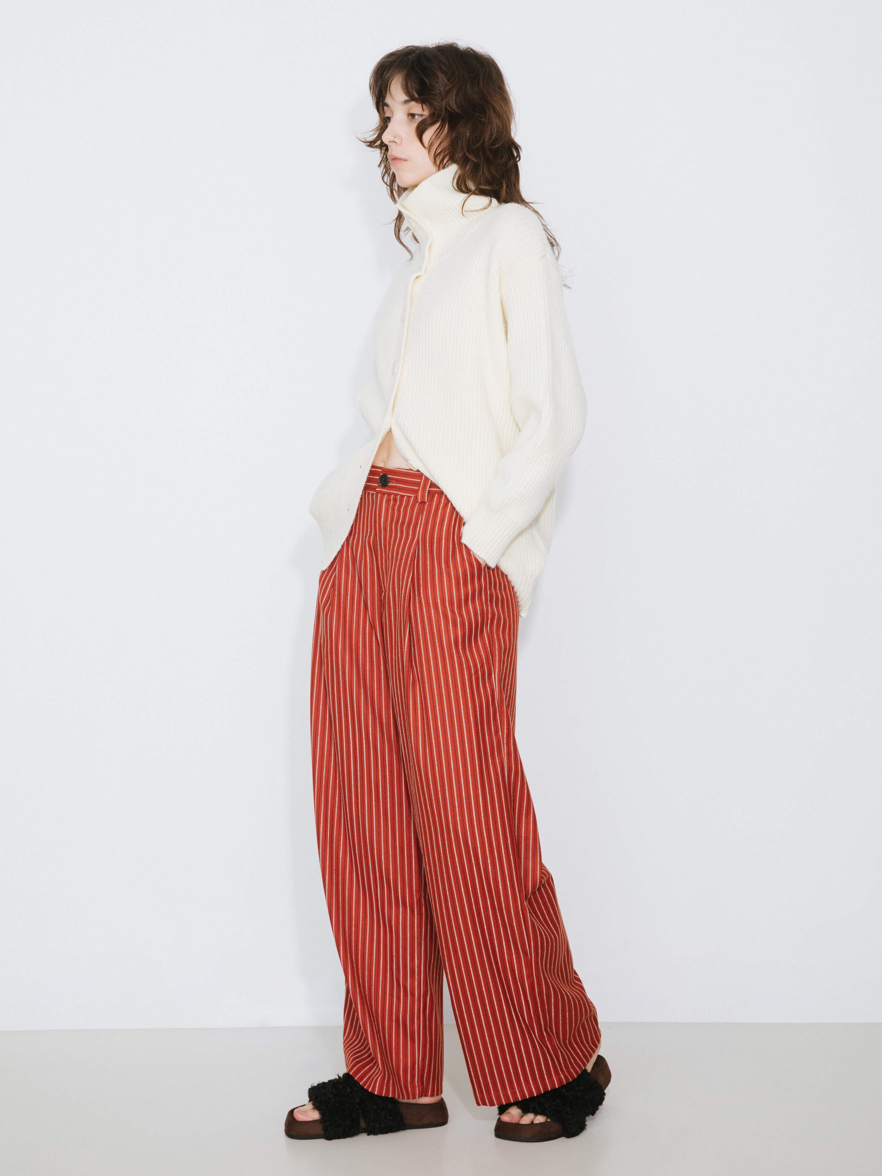 High Neck Boxy Knit Cardigan-12