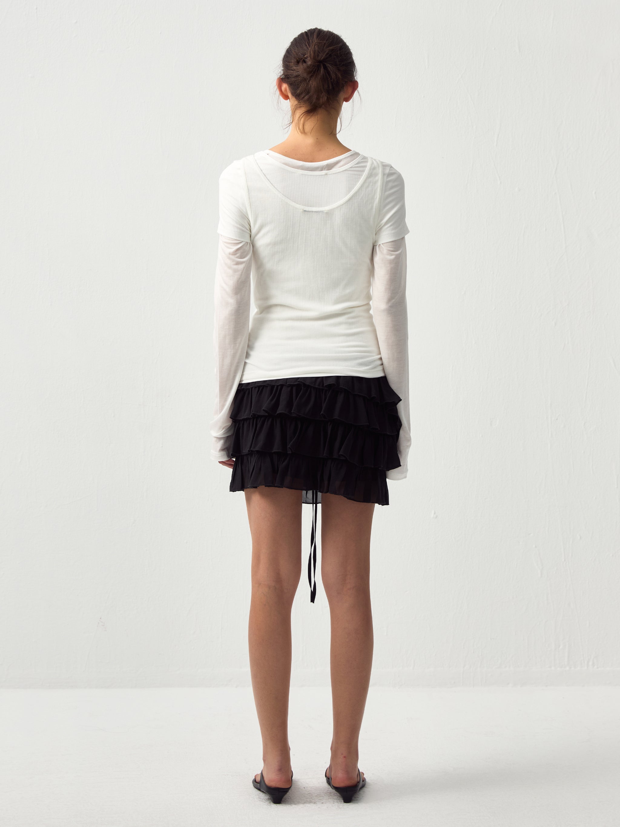 CUBIC Layered Ruffle Tiered Mini Skirt-12