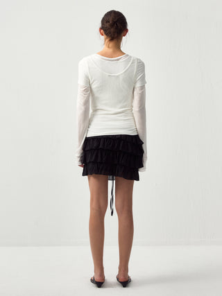 CUBIC Layered Ruffle Tiered Mini Skirt