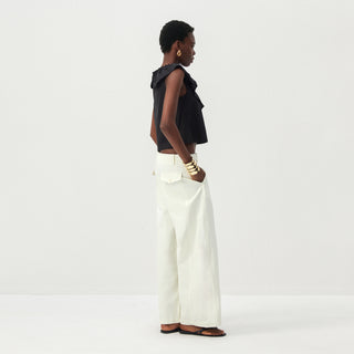 CUBIC Ruffle V-Neck Sleeveless Blouse