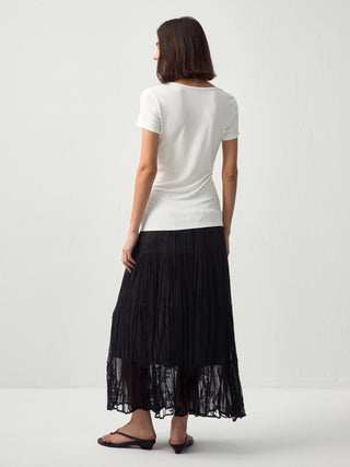 CUBIC Textured A-Line Embroidered Skirt(Pre order: 7 days)